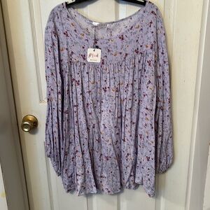 Floral print Lavender long sleeve shirt. Never worn